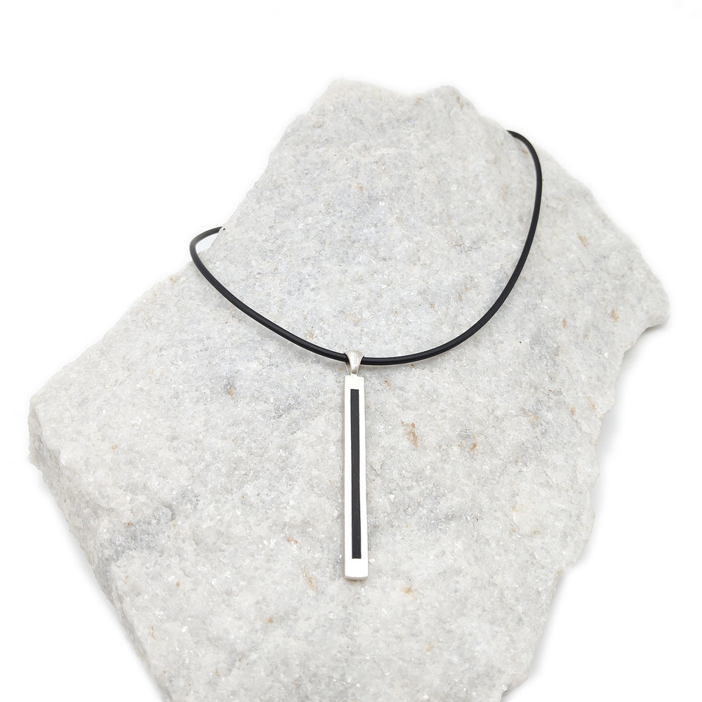 Black and Silver Bar Necklace