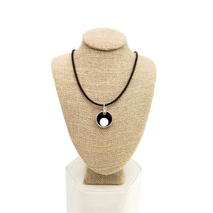 Black White and Brass Circle Necklace