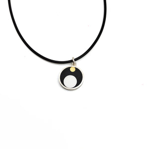 Black White and Brass Circle Necklace