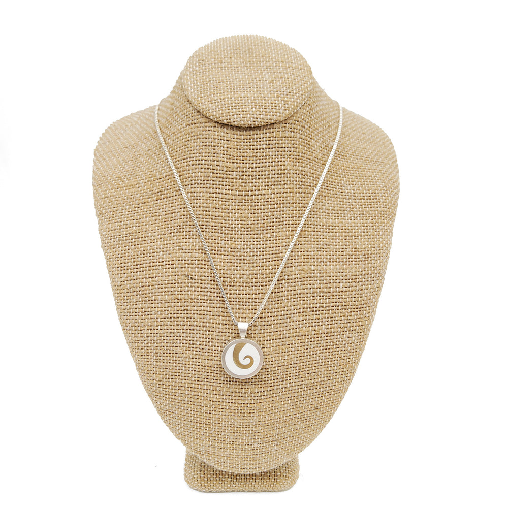 White Circle Swirl Necklace
