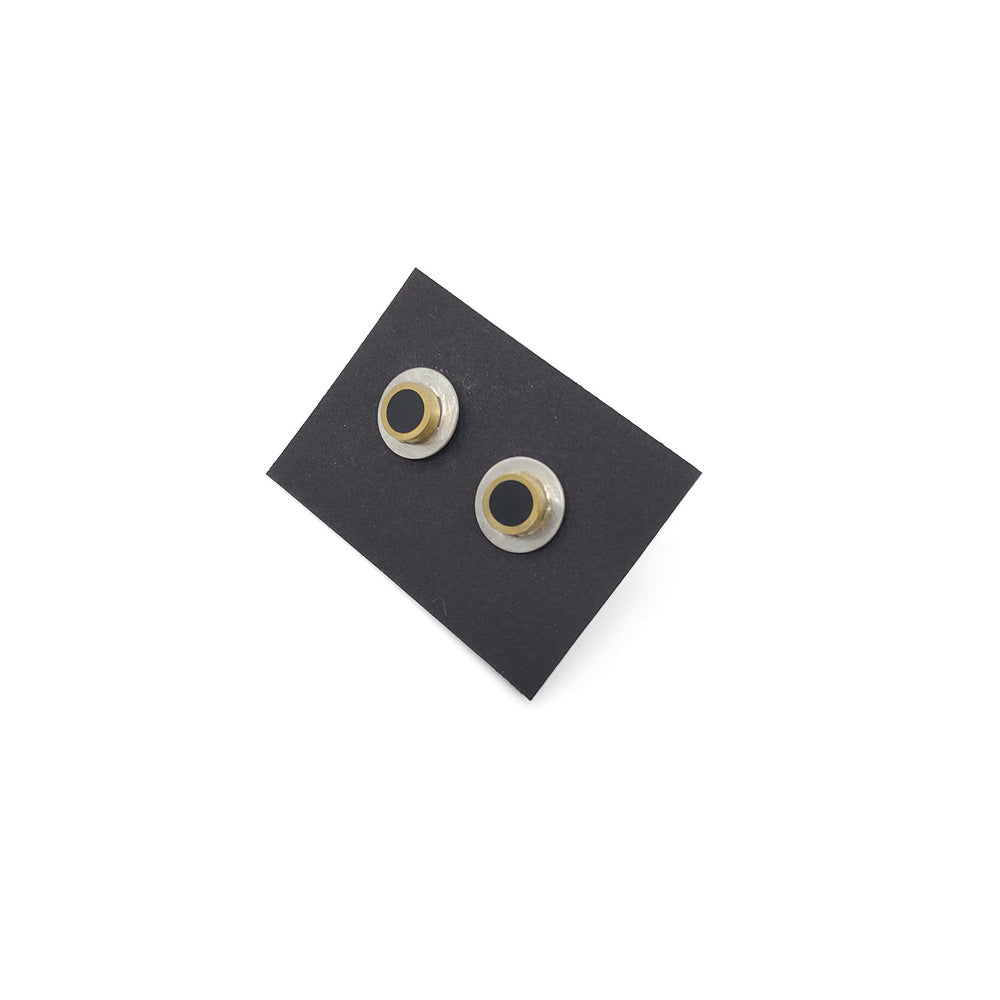 Black and Brass Stacked Disc Post