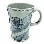 Tall Porcelain Floral Fabric Button Mug