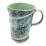 Tall Porcelain Floral Fabric Button Mug