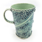 Tall Porcelain Floral Fabric Button Mug