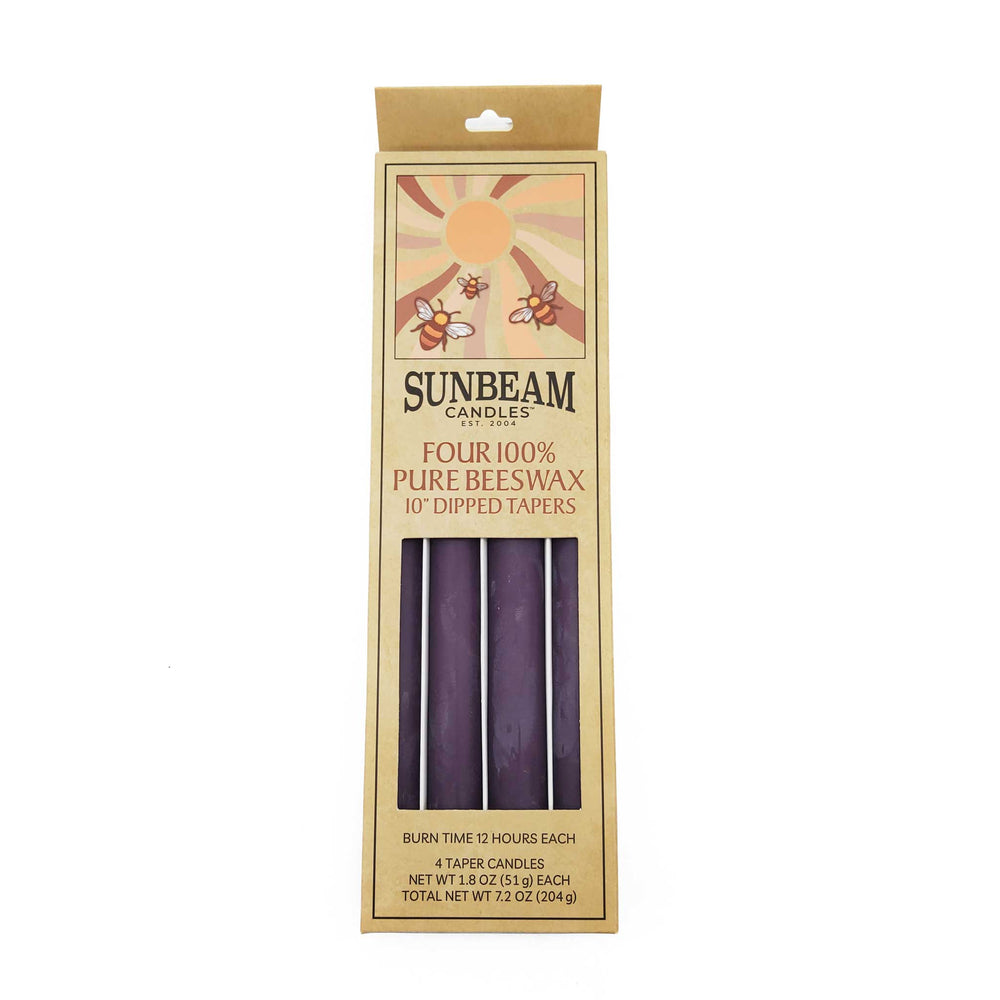 Sunbeam Candles 10" Plum Tapers, Case of 4