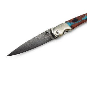 3.5" Damascus Blade With Turquoise Inlay