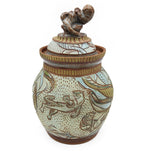 Sgraffito Otter Jar With Sculpted Lid