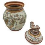 Sgraffito Otter Jar With Sculpted Lid