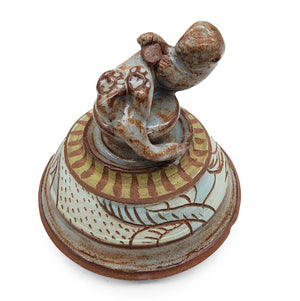 Sgraffito Otter Jar With Sculpted Lid