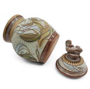 Sgraffito Otter Jar With Sculpted Lid
