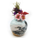 Great Blue Heron Painted Vase