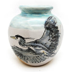 Great Blue Heron Painted Vase