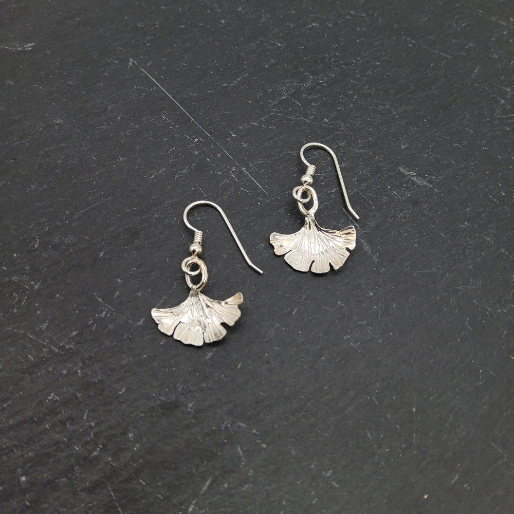 Silver Gingko Leaf Earrings