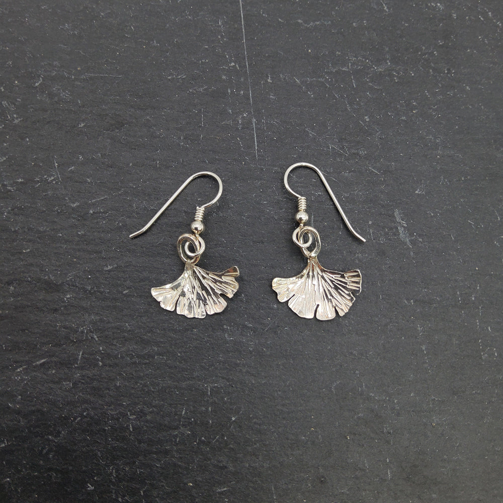 Silver Gingko Leaf Earrings