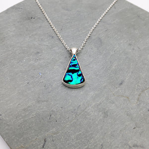 Green Ripple Dichroic Triangle Necklace