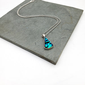 Green Ripple Dichroic Triangle Necklace