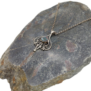 Opal and Silver Filigree Necklace