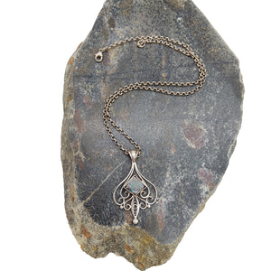 Opal and Silver Filigree Necklace