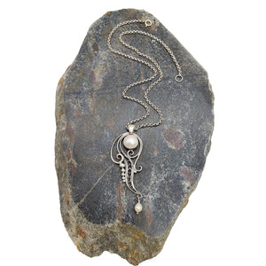 Pearl and Silver Filigree Necklace