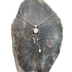 Pearl and Silver Filigree Necklace
