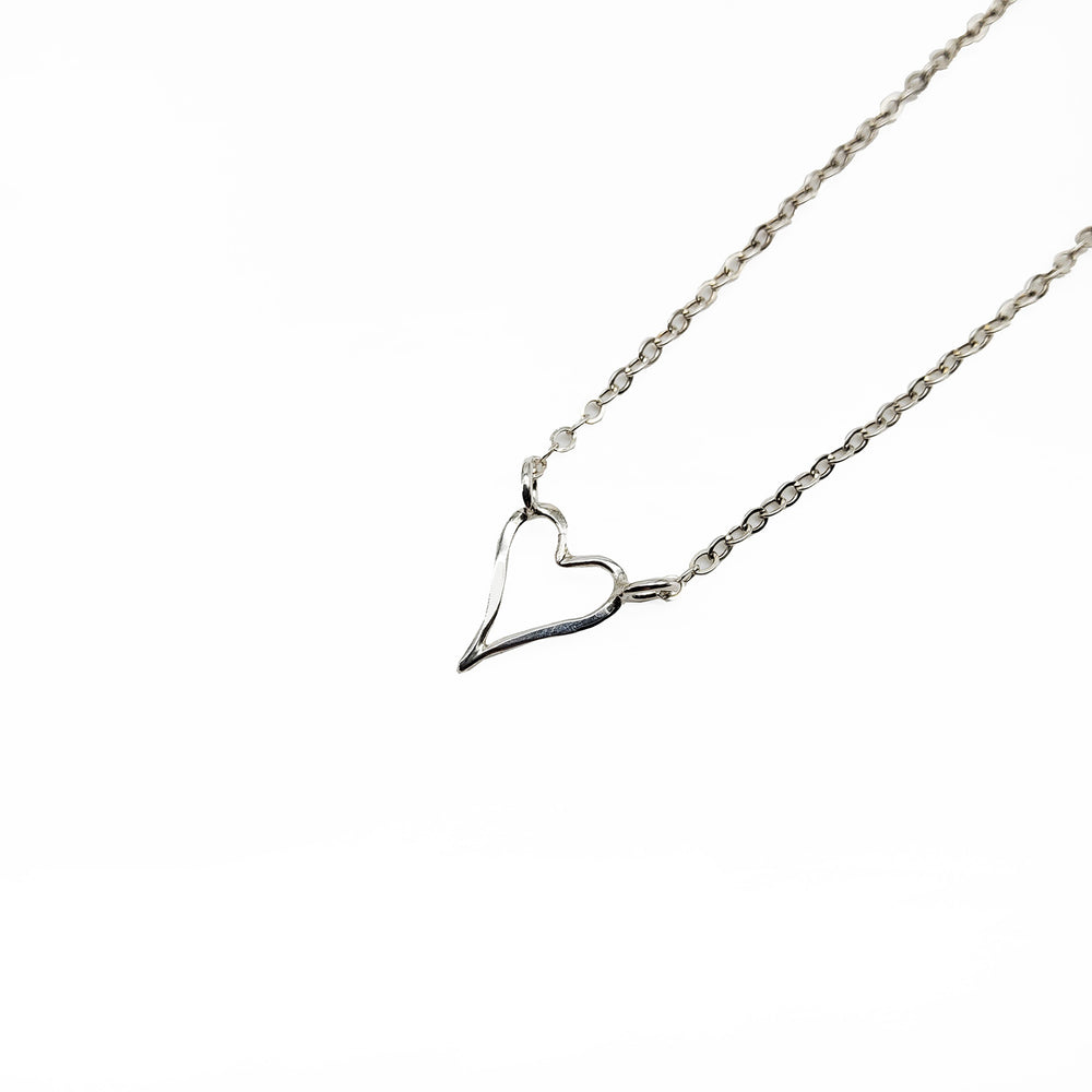 Silver Heart Necklace Triple Heart