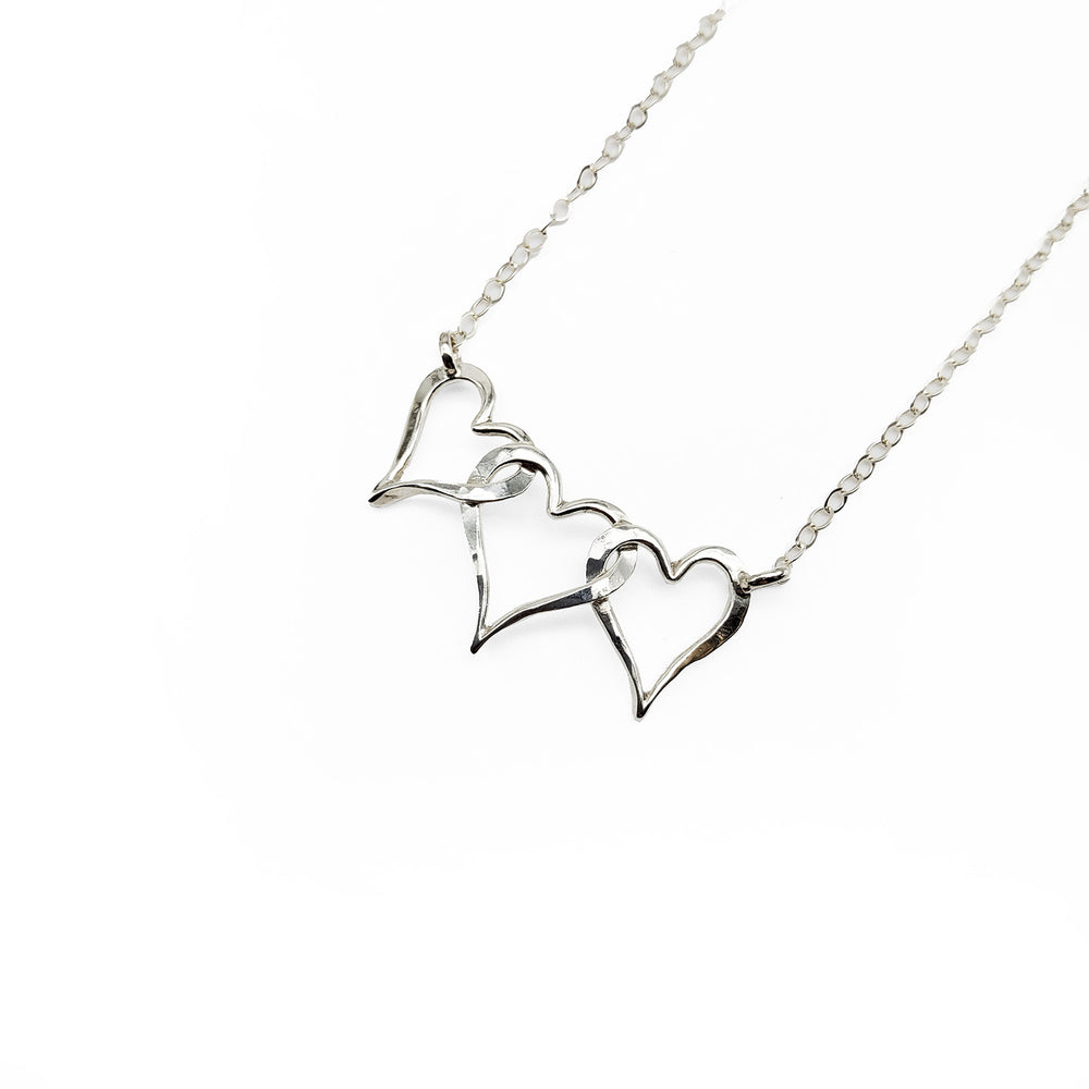 Silver Heart Necklace Triple Heart
