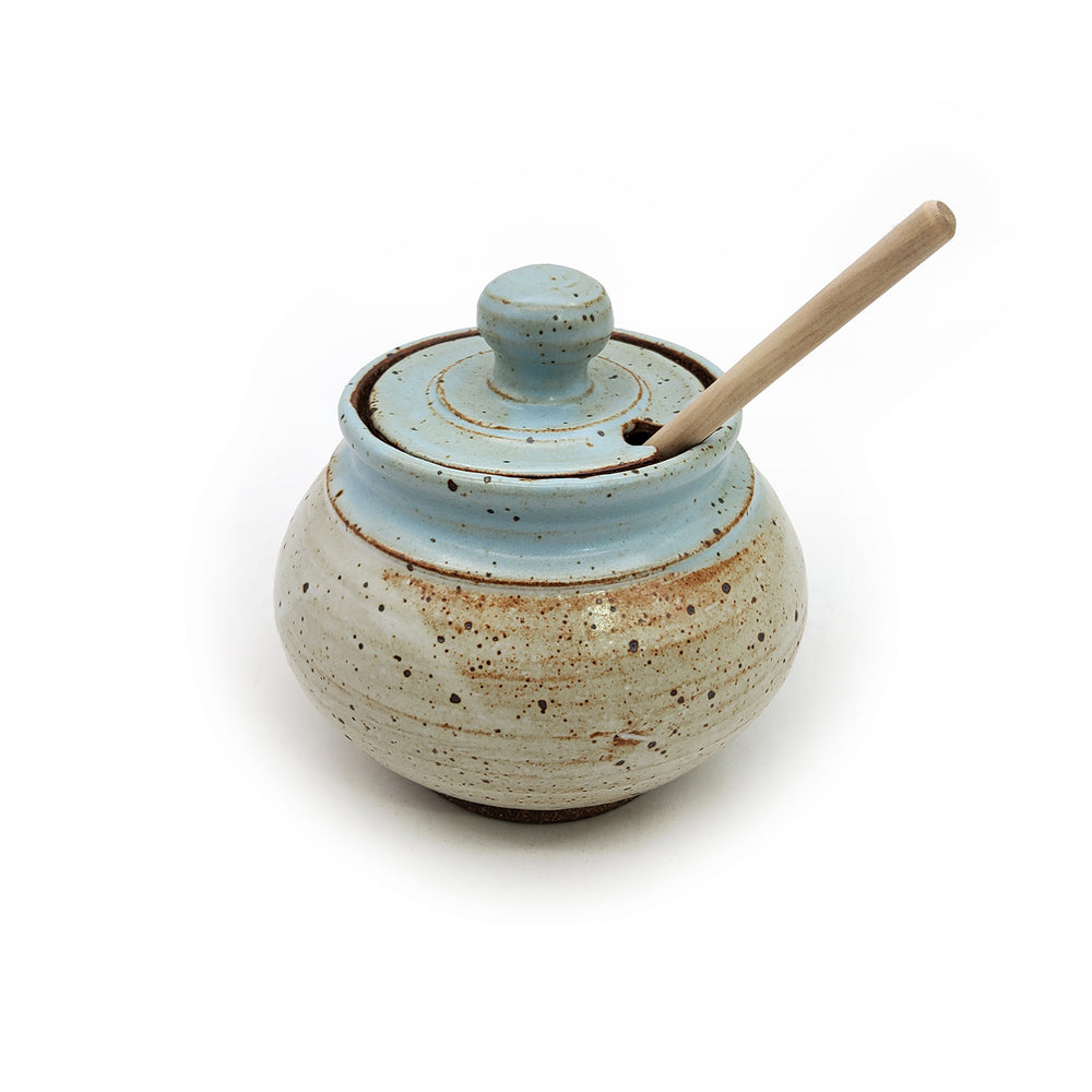 Speckled Light Blue Honey Pot