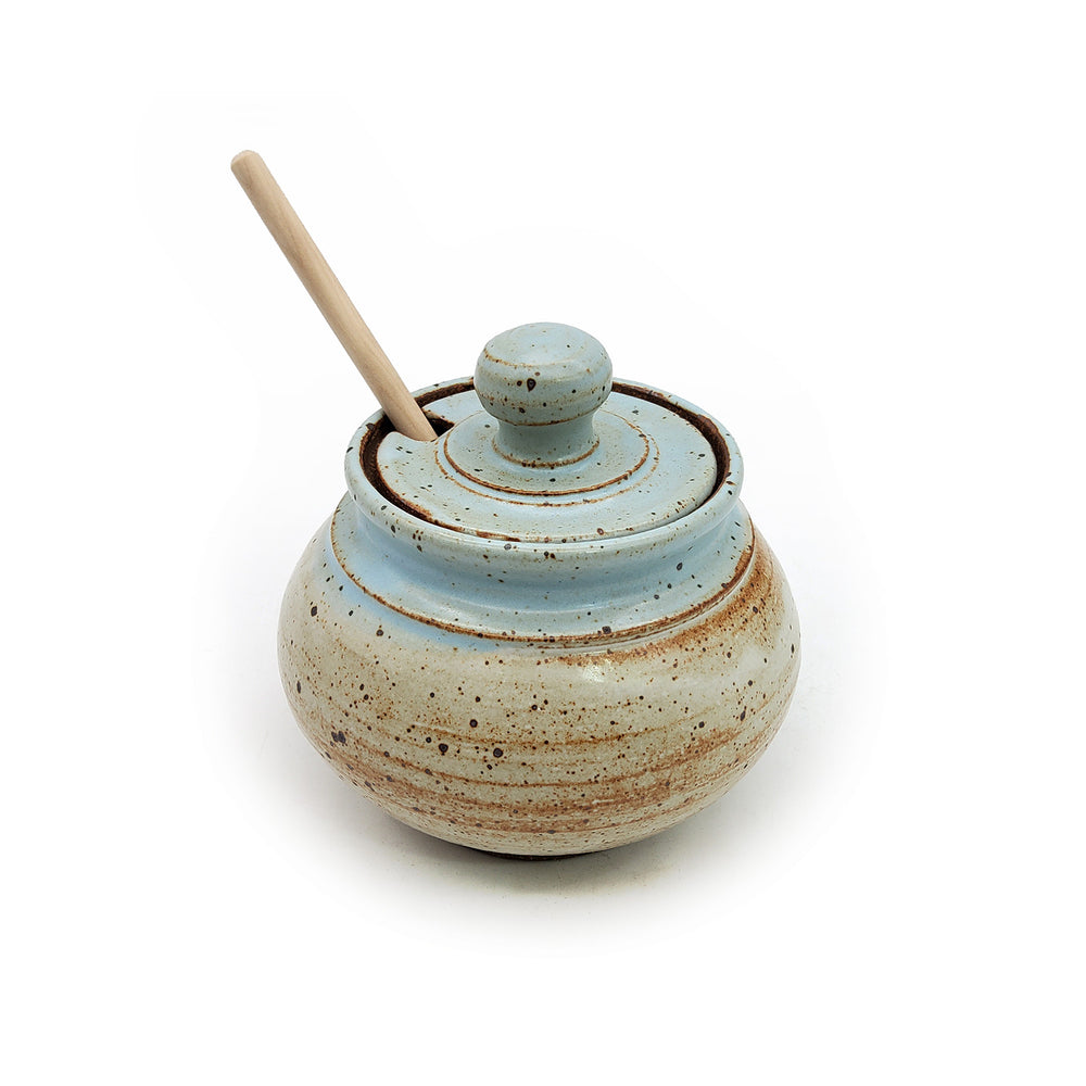 Speckled Light Blue Honey Pot