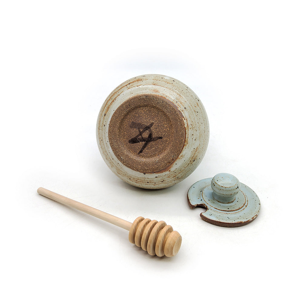 Speckled Light Blue Honey Pot