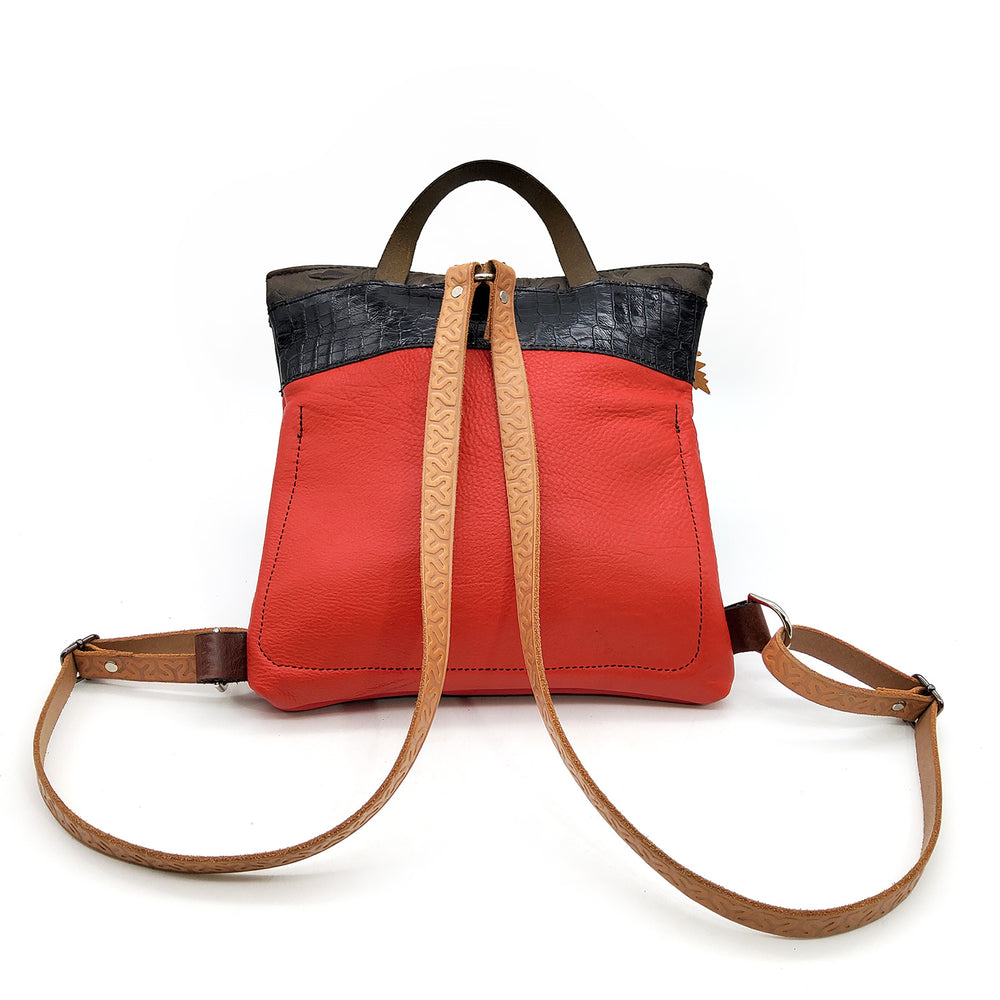 cooperative leather backpack Multicolor Leather Backpack – Handwork Ithaca's Artist Cooperative
