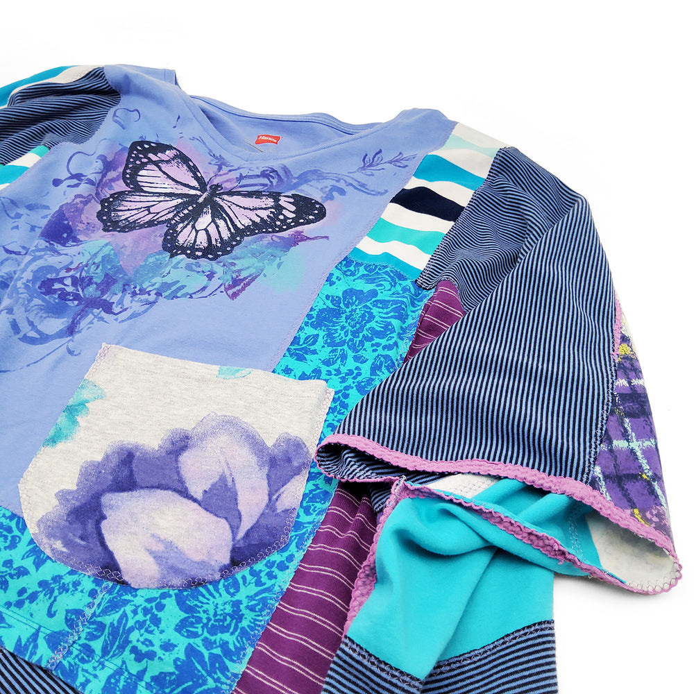 Butterfly Patchwork T-shirt Poncho