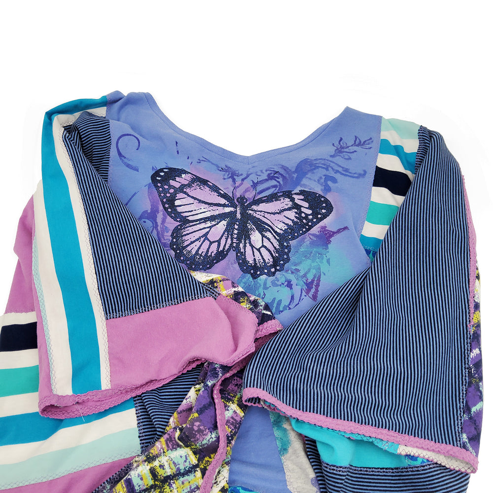 Butterfly Patchwork T-shirt Poncho