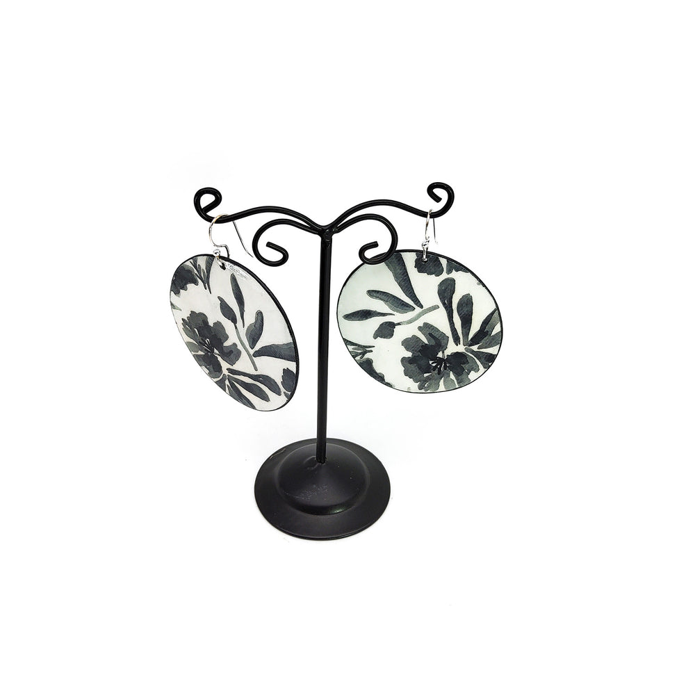 Black and White Watercolor Earrings