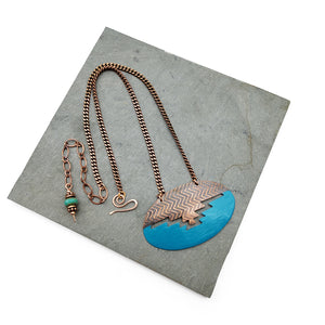 Copper Sawn and Embossed Pendant