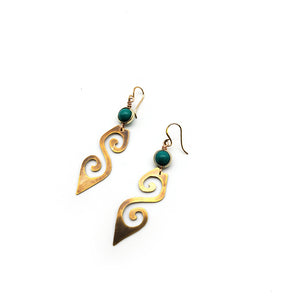 Brass Earrings with Turquoise Beads