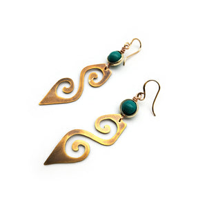 Brass Earrings with Turquoise Beads