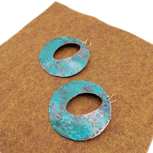 Copper Circle Turquoise Earrings