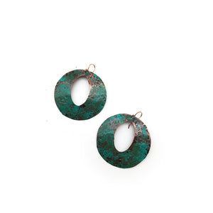 Copper Circle Turquoise Earrings