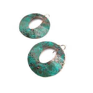 Copper Circle Turquoise Earrings