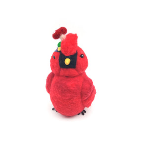 Felted Cardinal With Mushrooms