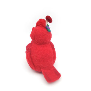 Felted Cardinal With Mushrooms