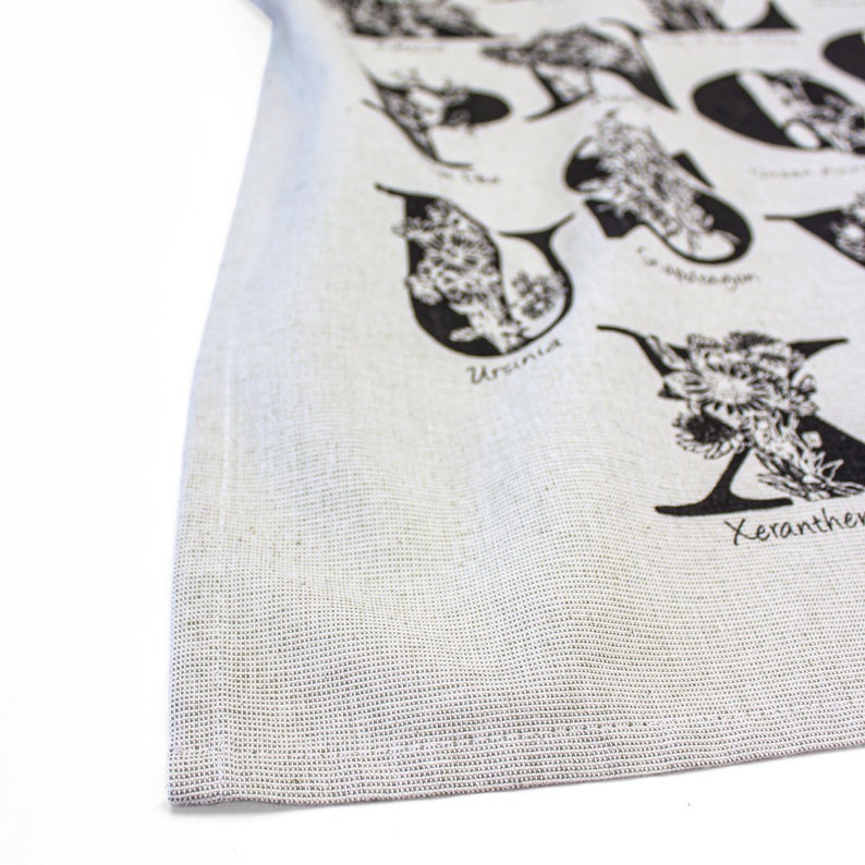 ABC Flora Handprinted Tea Towel