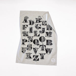 ABC Flora Handprinted Tea Towel