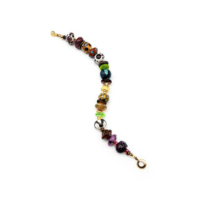 Purple and Green Glass Bead Bracelet