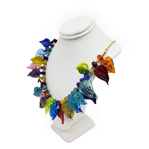 Glass Leaf Multicolored Necklace