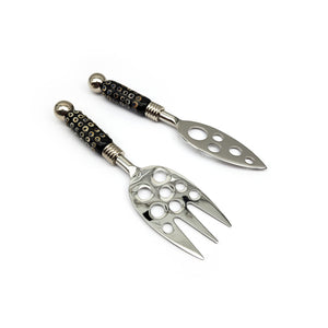 Black Glass Lampwork Serving Set