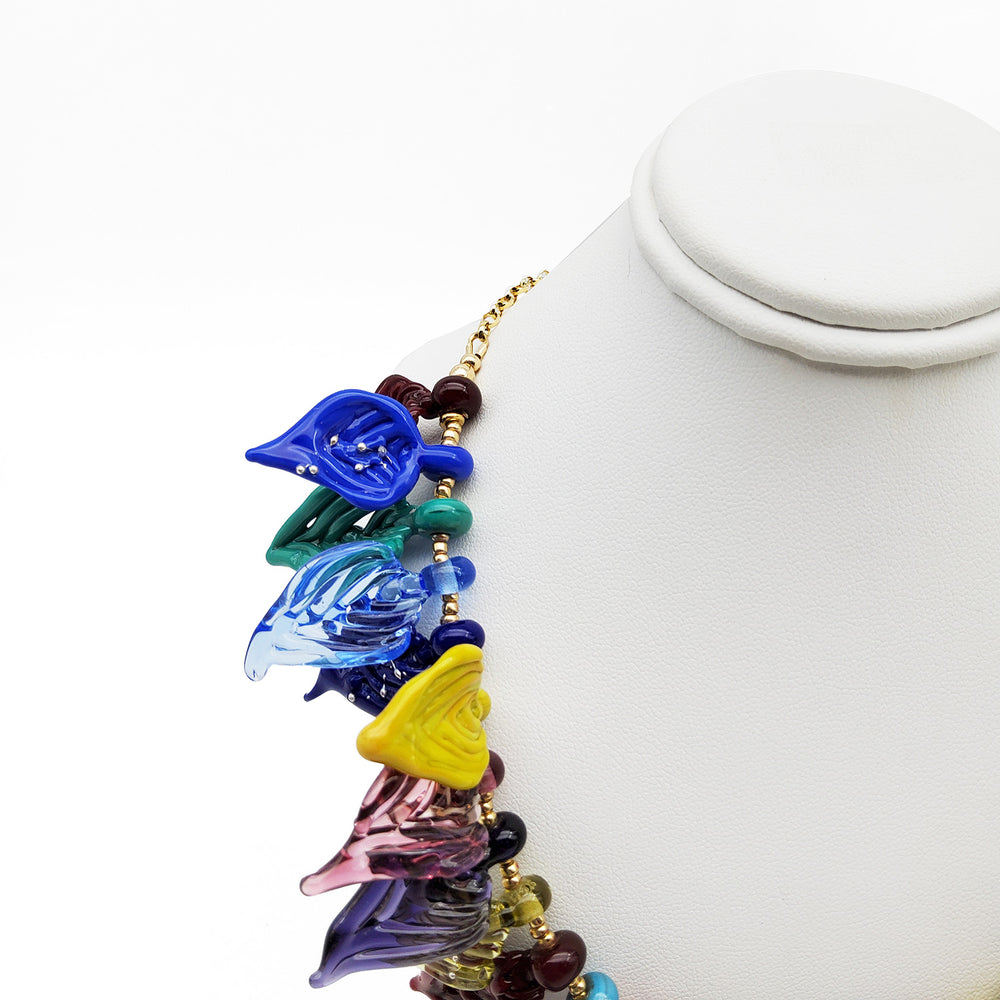 Glass Leaf Multicolored Necklace