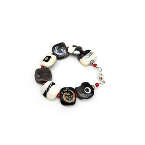 Black and White Glass Bead Bracelet