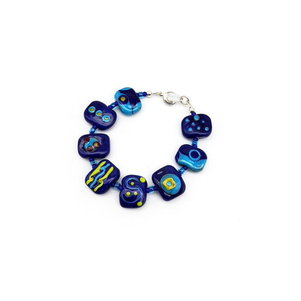 Dark Blue Glass Bead Bracelet