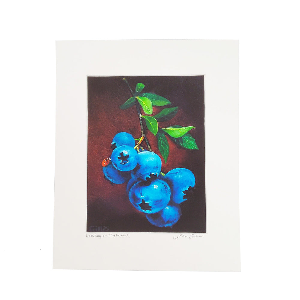 "Ladybug on Blueberries" Giclee Print